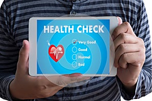 Digital Health Check Healthcare Concept doctor working with comp