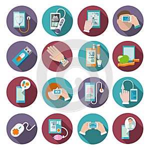 Digital health icons set