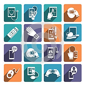 Digital health icons set