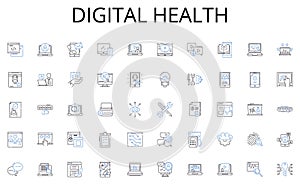 Digital health line icons collection. Repair, Troubleshoot, Restore, Mend, Service, Patch, Solve vector and linear