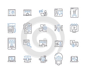 Digital health outline icons collection. Digital, health, telehealth, eHealth, healthcare, wellbeing, mhealth vector and