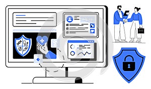 Digital Healthcare Security Concept with Data Visualization and Professional Interaction