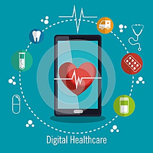 Digital healthcare technology icon