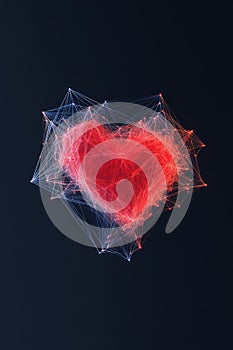Digital heart made of glowing particles neural connections futuristic love technology driven emotion artificial intelligence in photo