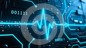 Digital Heartbeat Line with Binary Data