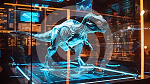 Digital hologram 3d scan of T-rex dinosaur