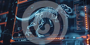 Digital hologram 3d scan of T-rex dinosaur