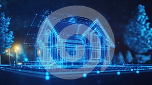 Digital house blueprint modeling smart home technology development