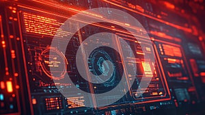 Digital hud interface displaying futuristic data and cyber analytics