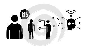 Digital Human Connection Icon, Social Network Privacy Cyber Security, vector design Generative AI