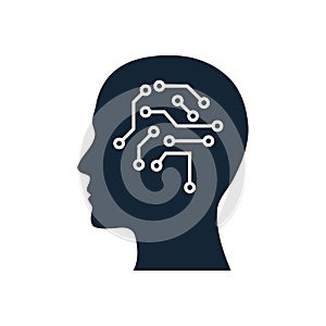 digital human head, brain, technology, head, memory, creative technology mind, artificial intelligence blue color icon