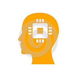 Digital human head, Brain, technology, Man, Head, memory, technology Creative Mind orange color icon