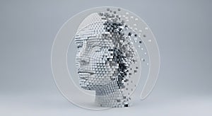 Digital Human Head - Conceptual 3D Render of AI and Technology