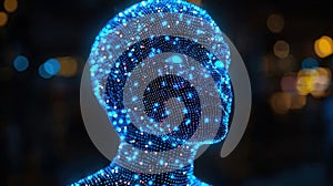 A digital human head model, symbolizing artificial intelligence.