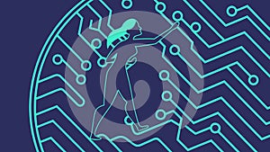 Digital Human Interface Abstract Circuit Person, vector design Generative AI