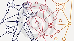 Digital Human-Network Interaction, Technology, Connection, AI, vector design Generative AI