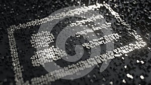 Digital ID or profile icon made of chrome numbers. Conceptual 3D animation