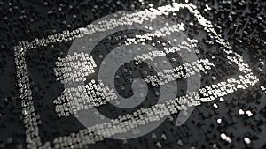 Digital ID or profile icon made of chrome numbers. Conceptual 3D rendering