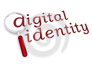 Digital identity with magnifiying glass