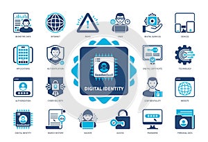 Digital Identity solid icon set