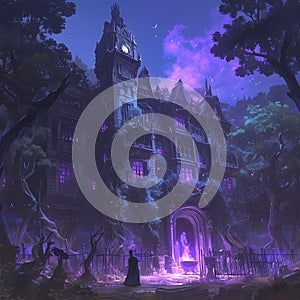 Haunted Mansion Illustration with Gothic Ambiance photo