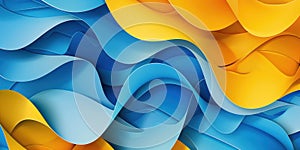 Abstract Pattern of Interlocking Blue and Yellow Waves