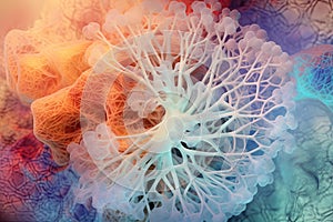 Digital illustration of alveoli in colour background illustration generative ai