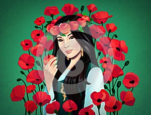 Digital illustration of asian girl