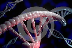 Digital illustration biochemistry with structure human DNA molecule concept , 3d rendering