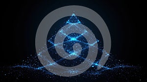 A digital illustration of a blue-lit Christmas tree.