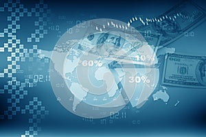 Business pie chart with dollar