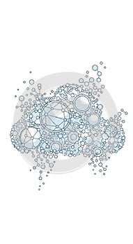 A digital illustration of a cloud composed of interconnected circles and nodes. The