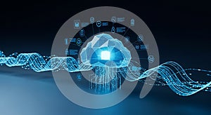 Abstract Cloud Computing Network Technology with Data Security Icons