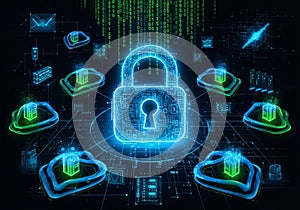 Digital interface elements float around, creating a network-like