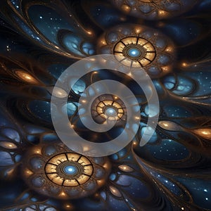 A digital illustration depicting multidimensional space travel.