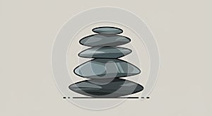 A digital illustration depicting a stack of five smooth, flat stones in a balanced