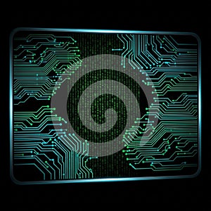 The image conveys themes of digital communication and data processing