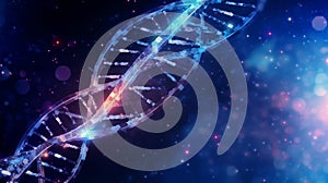 Digital illustration DNA structure in blue light. Generative AI.