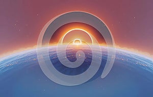 Total Solar Eclipse Over Earth