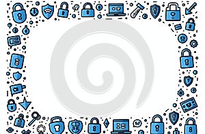 Cybersecurity and Data Protection Icons Border Frame