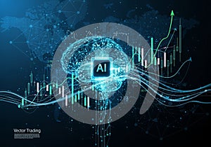 A digital illustration featuring a glowing, wireframe brain connected