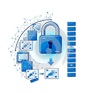 It are network nodes and binary code patterns, indicating a data