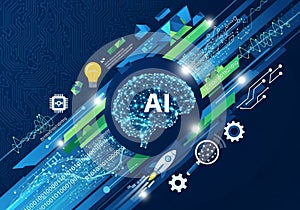 Digital illustration featuring a stylized brain