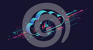 Digital illustration featuring a stylized, cloud shape symbolizing cloud computing.