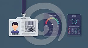 A digital illustration featuring three elements on a dark blue background. On the left is