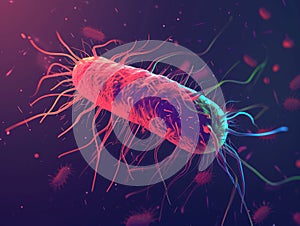 Digital illustration of flagellum in colour background, 3D rendering Generative AI