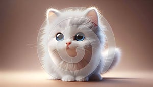 Fluffy White Kitten Posing Calmly photo