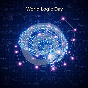 Digital Brain Concept,Artificial Intelligence and Global Logic Network