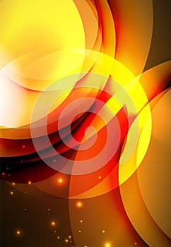 Digital illustration, glowing waves and circles