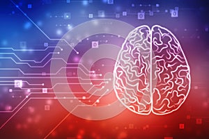 Digital illustration of Human brain structure, Creative brain concept background